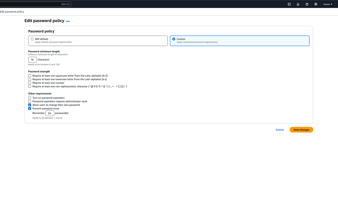 A Good General AWS Password Policy